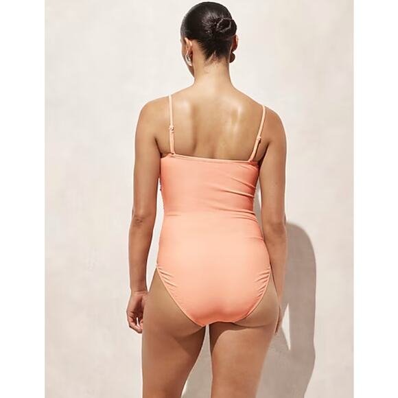 NWT J. Crew Ruched Bandeau One Piece Swim Suit 14 Peach One Piece J.Crew BC115 - Picture 3 of 5